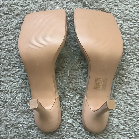 ๐ฅ๐ฅHOST PIC๐ฅ๐ฅ Clear Toe Thong Tan Heeled Mules - Picture 4 of 10